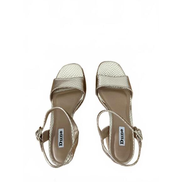 Dune London Gold Textured Block Heel Sandals - Picture 1 of 5